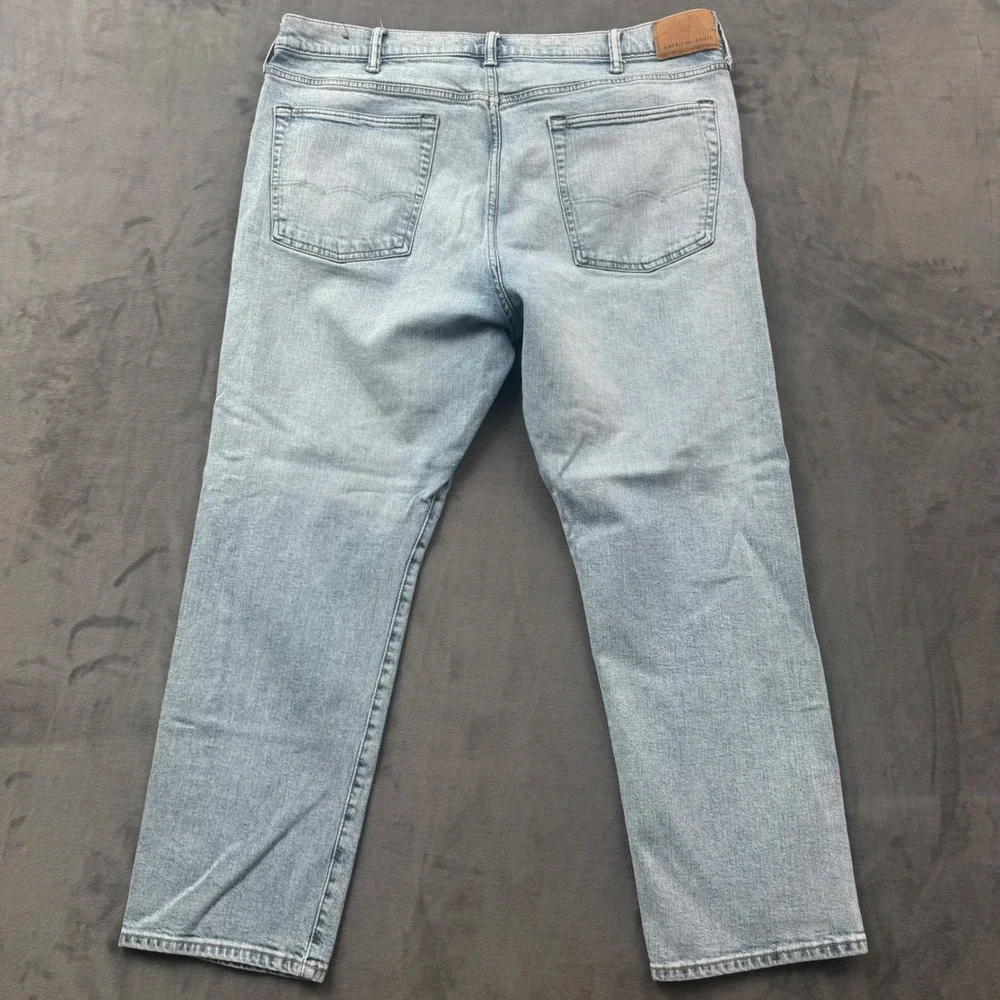 American Eagle Mens Easy Flex Straight Jeans Light Wash Blue 38x30 Denim Pants